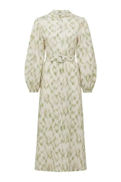 Adeline Linen Dress - Ikat Print