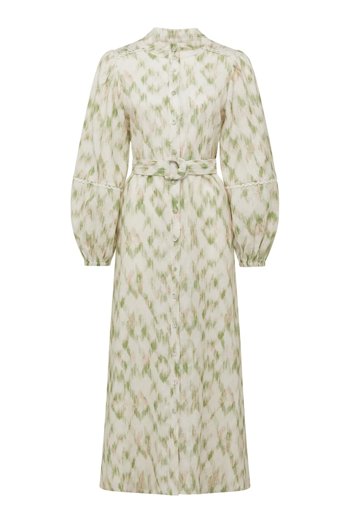 Adeline Linen Dress - Ikat Print