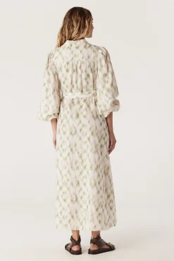 Adeline Linen Dress - Ikat Print