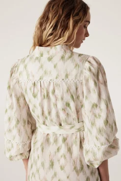 Adeline Linen Dress - Ikat Print