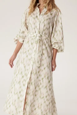 Adeline Linen Dress - Ikat Print