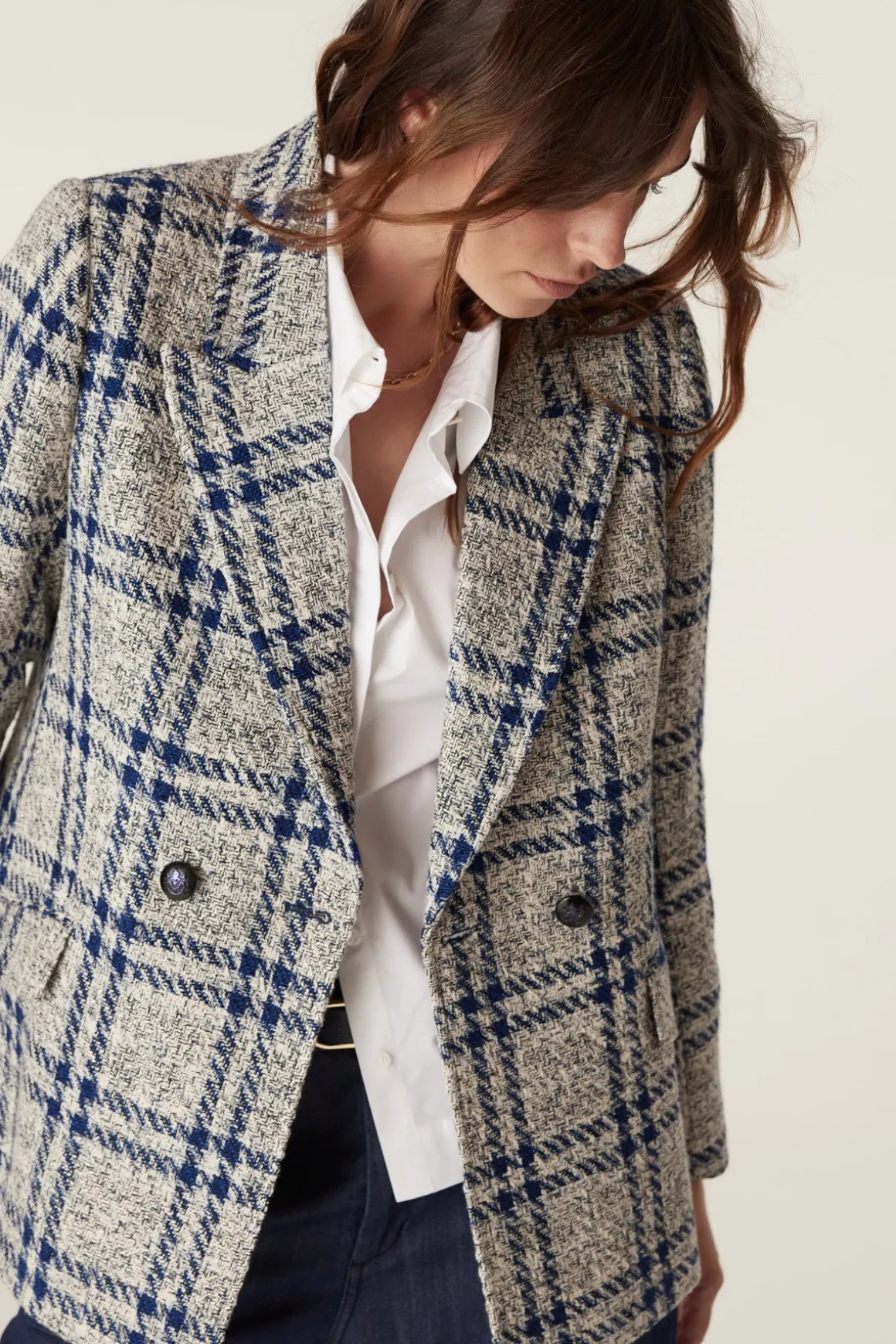 Alix Jacket - Navy Check