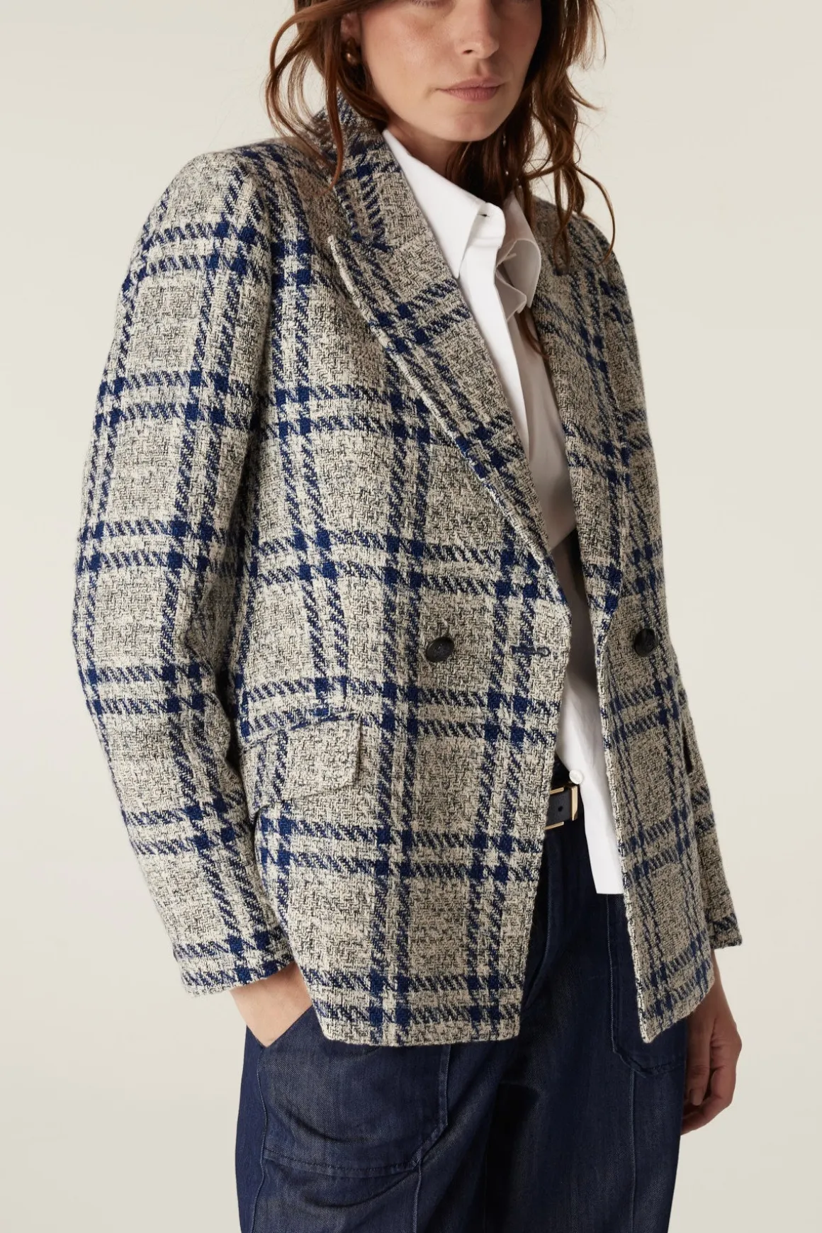 Alix Jacket - Navy Check