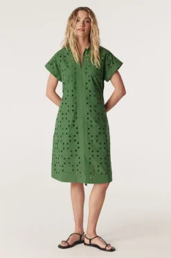 Ally Embroidered Dress  - Green