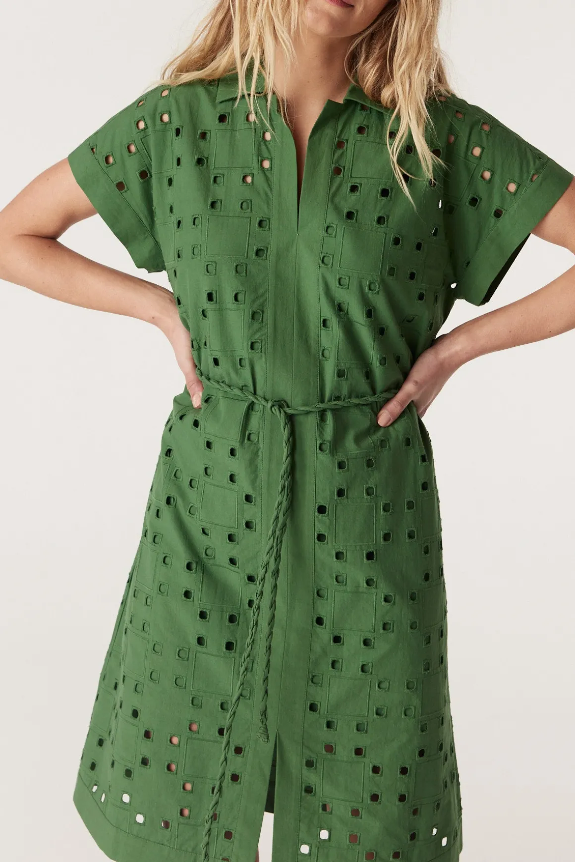 Ally Embroidered Dress - Green