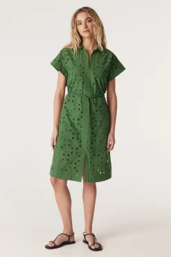Ally Embroidered Dress - Green