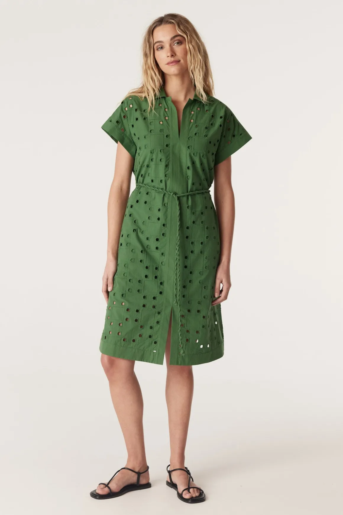 Ally Embroidered Dress - Green