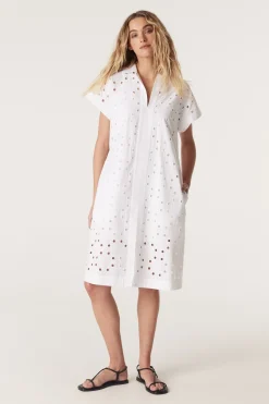 Ally Embroidered Dress  - White