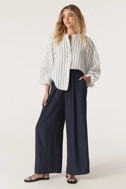 Avondale Linen Blouse - Navy Stripe