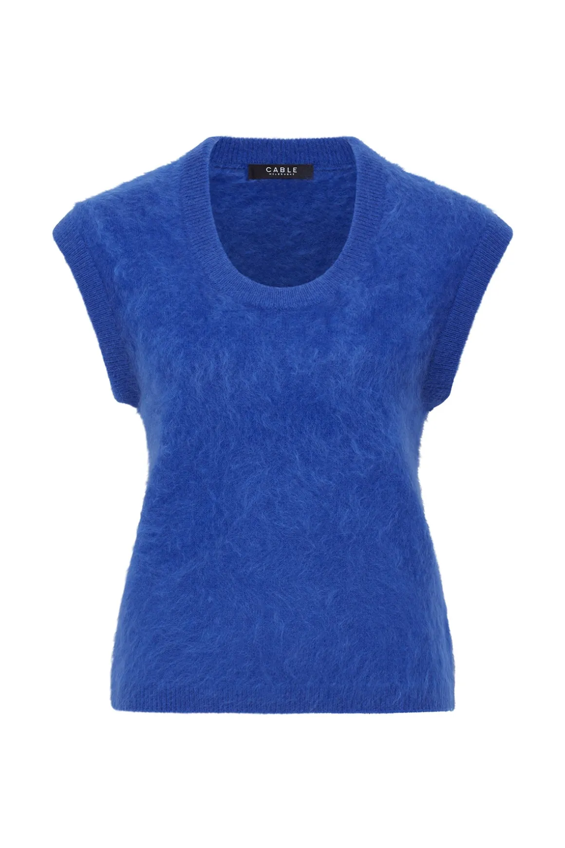 Brushed Pure Cashmere Top - Sapphire Blue