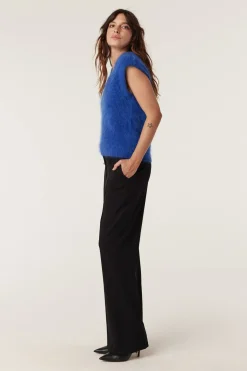 Brushed Pure Cashmere Top - Sapphire Blue