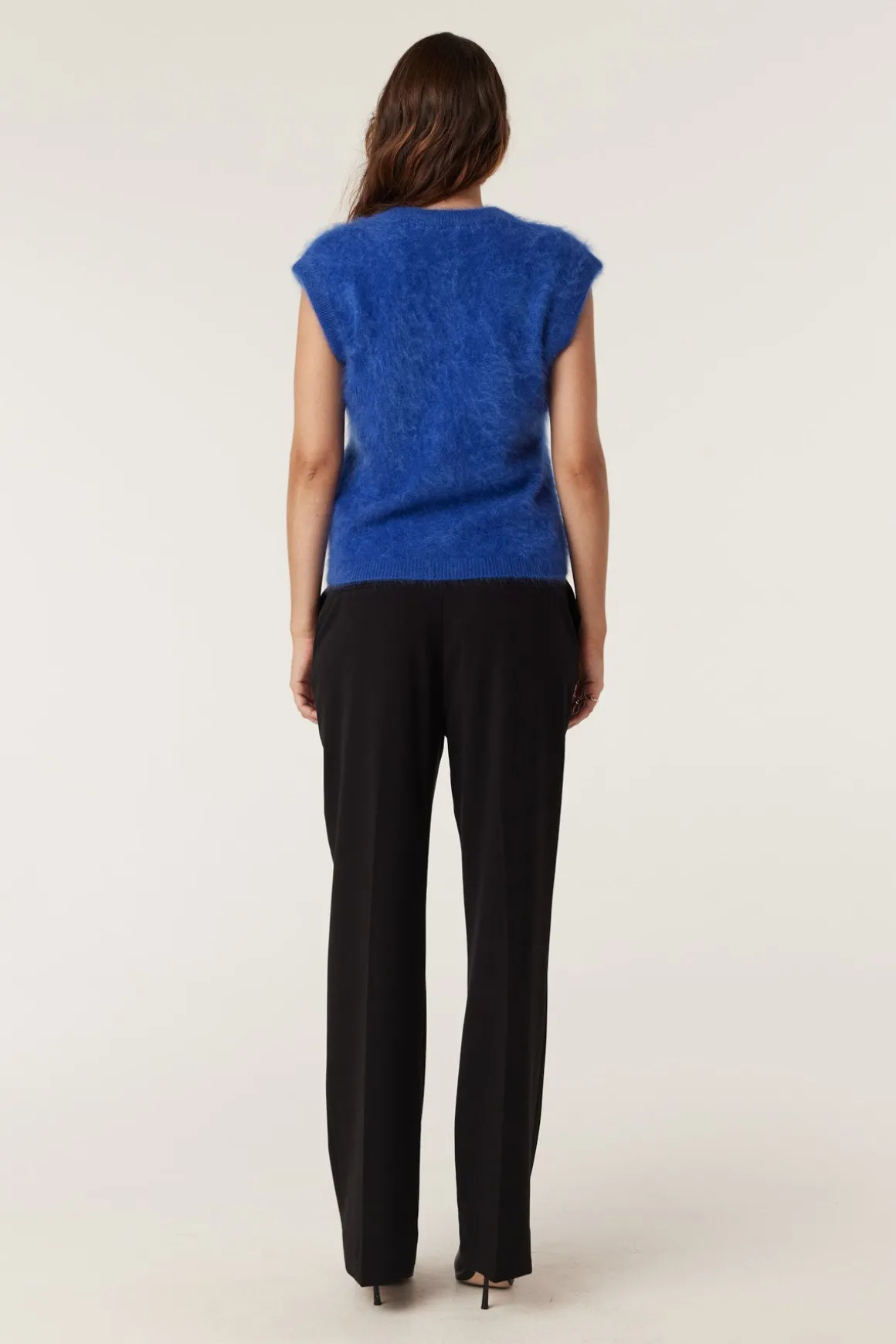 Brushed Pure Cashmere Top - Sapphire Blue