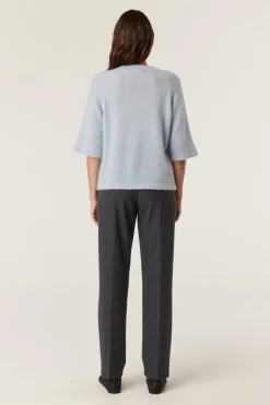 Brushed Pure Cashmere Top - Pale Blue