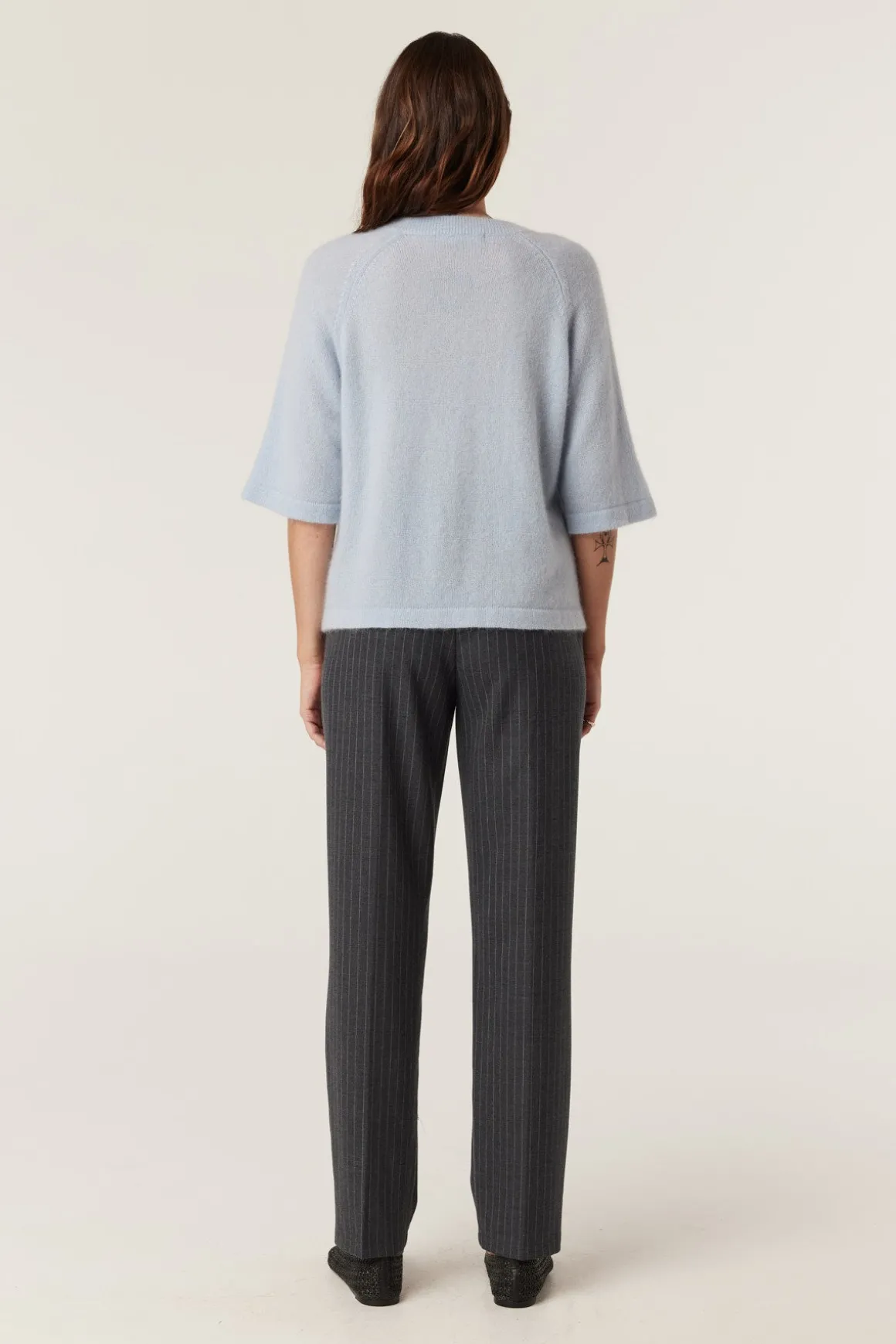 Brushed Pure Cashmere Top - Pale Blue