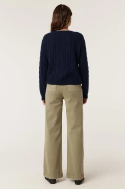 Cashwool Cable Crew Jumper - Navy