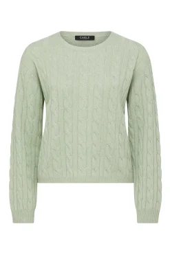 Cashwool Cable Crew Jumper - Pistachio Green