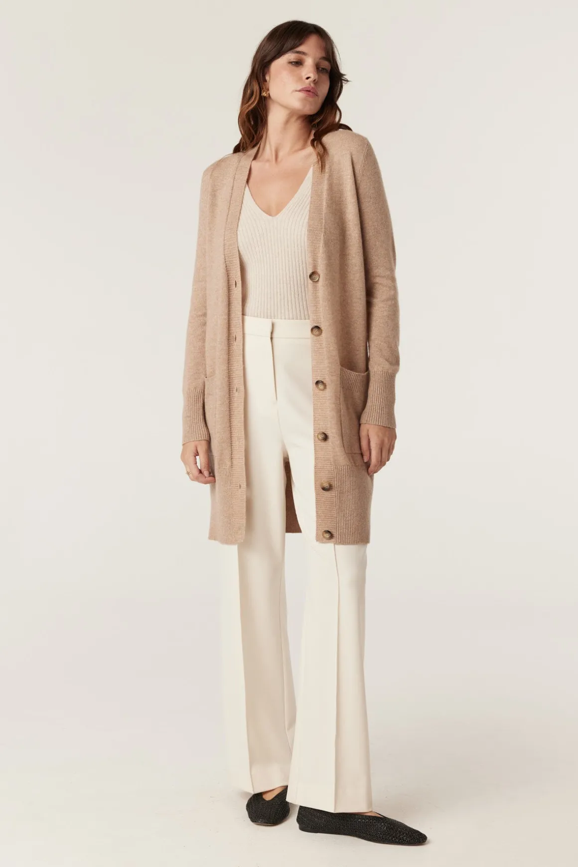 Cashwool Long Cardigan - Camel