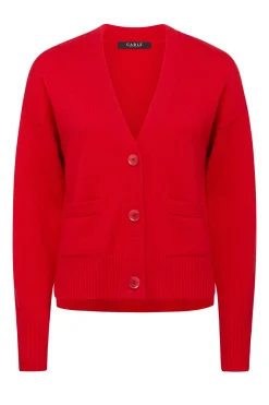 Cashwool V Cardigan - Poppy Red
