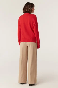 Cashwool V Cardigan - Poppy Red