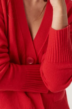Cashwool V Cardigan - Poppy Red