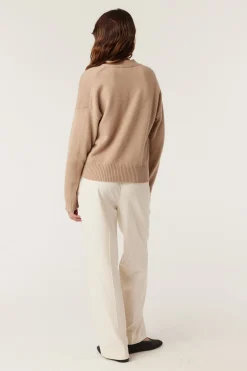 Cashwool V Jumper - Camel