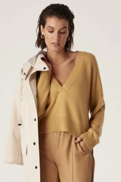 Cashwool V Neck Jumper - Gold