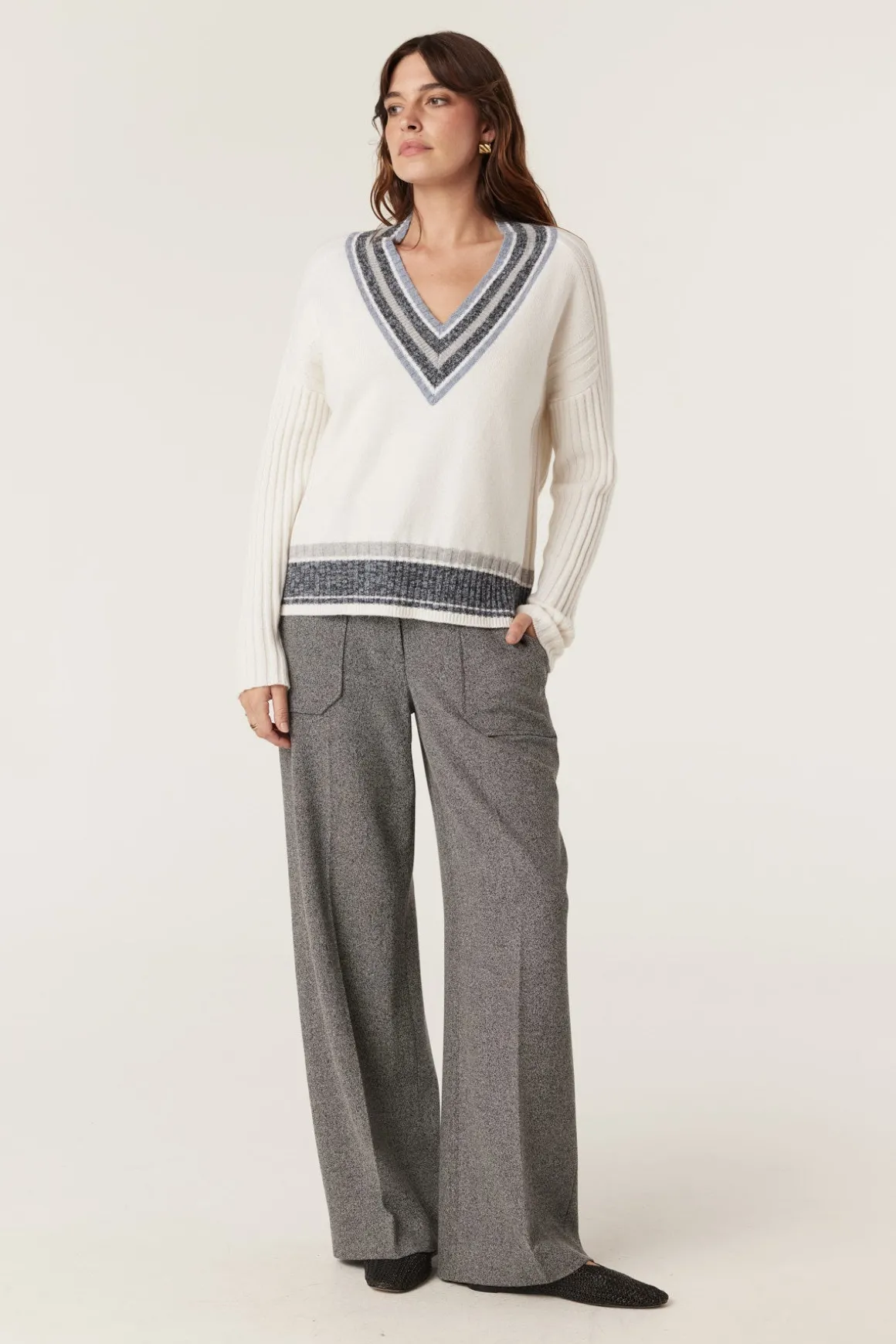 Cashwool Varsity Jumper - Milk