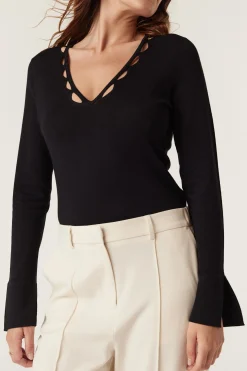 Charlize V Top - Black