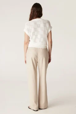 Checkerboard Knit Top - White