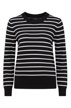 Cotton Stripe Crew Jumper - Black Stripe