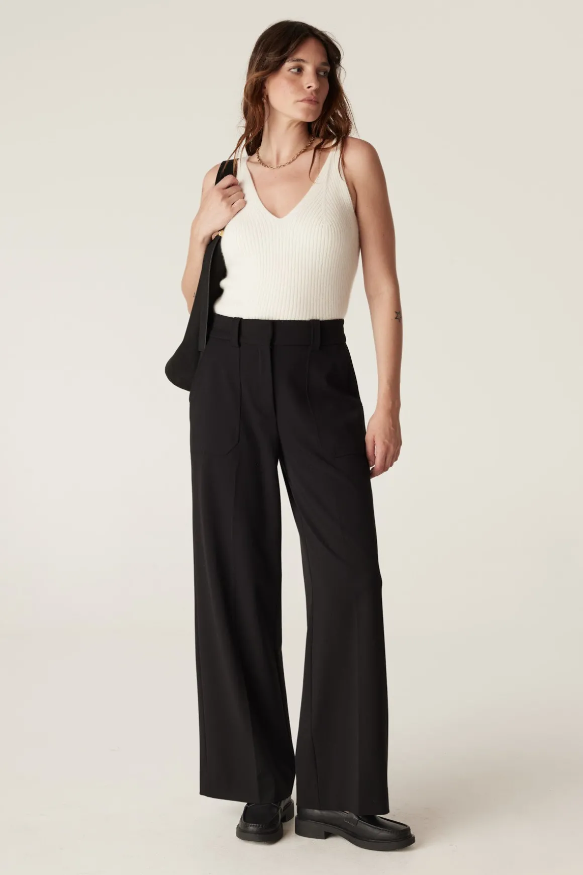 Evie Wide Leg Pant - Black