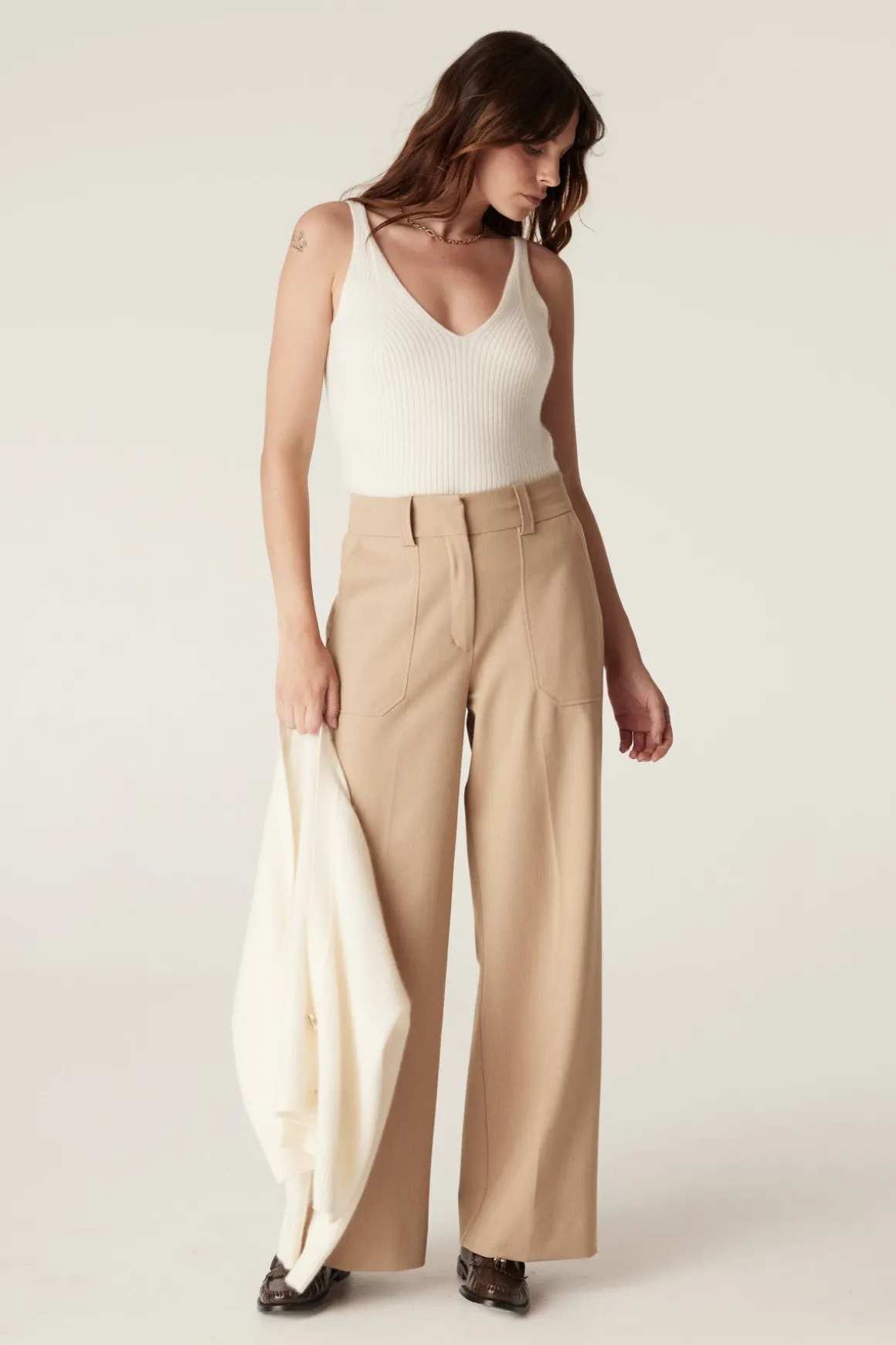 Evie Wide Leg Pant - Light Camel