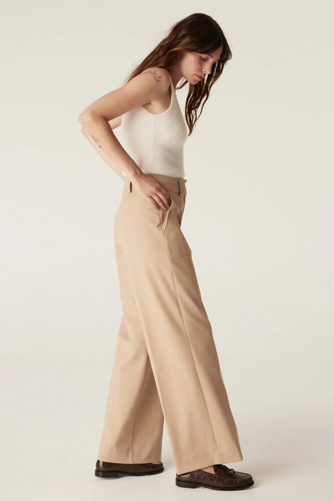 Evie Wide Leg Pant - Light Camel