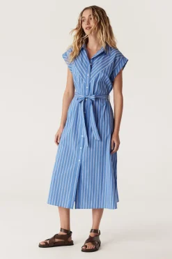 Felicity Stripe Poplin Dress - Blue Stripe