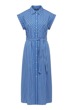 Felicity Stripe Poplin Dress - Blue Stripe
