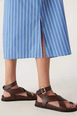 Felicity Stripe Poplin Dress - Blue Stripe