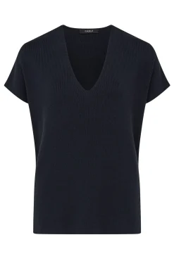 Flax V Neck Top - Navy