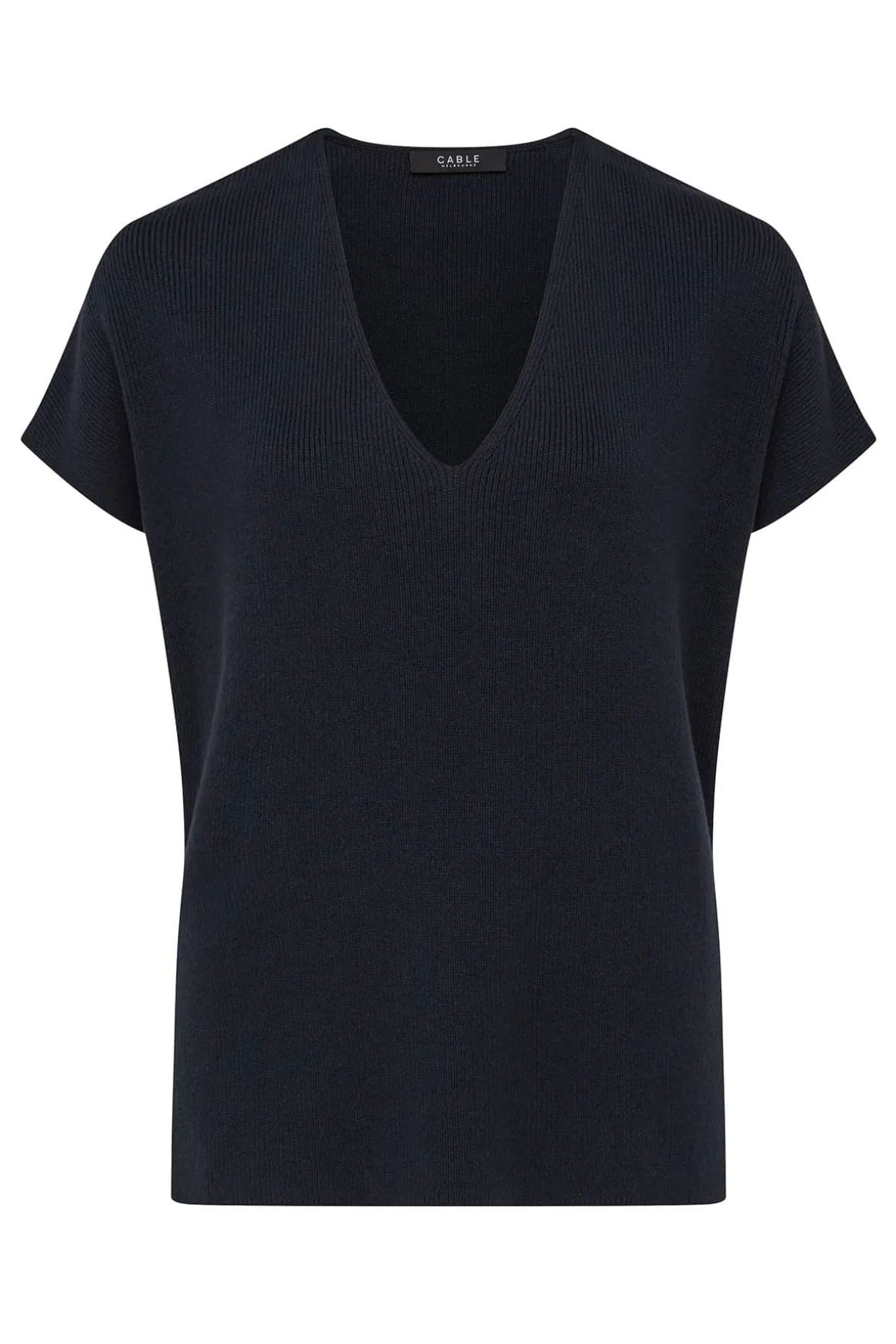 Flax V Neck Top - Navy