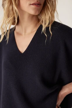Flax V Neck Top - Navy