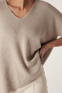 Flax V Neck Top - Oat