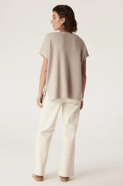 Flax V Neck Top - Oat