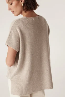 Flax V Neck Top - Oat