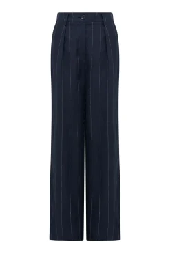 Freya Linen Pant - Navy Stripe
