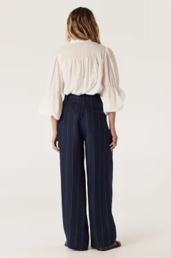 Freya Linen Pant - Navy Stripe