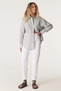 Girlfriend Stripe Shirt - Sage Stripe