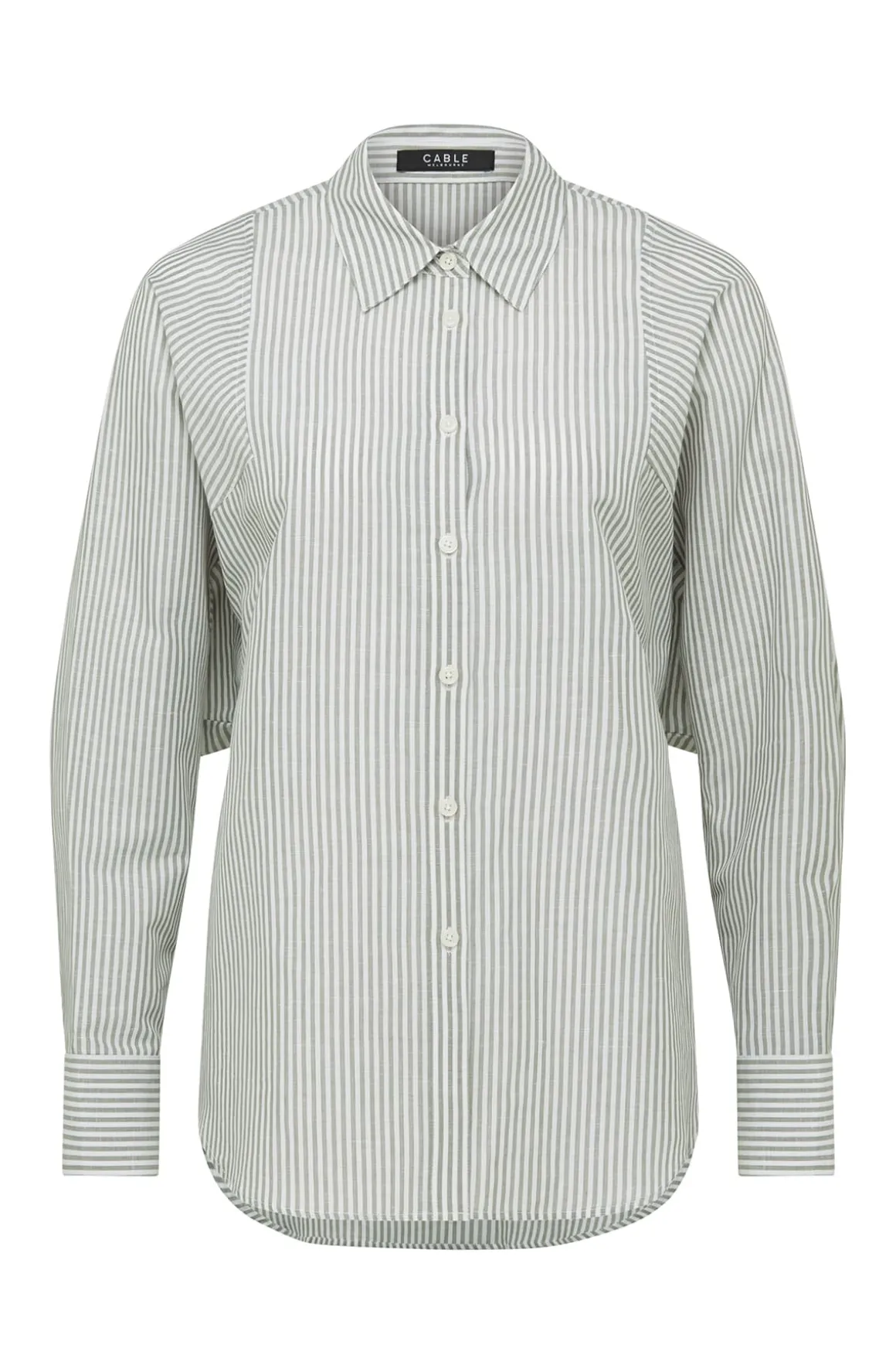 Girlfriend Stripe Shirt - Sage Stripe