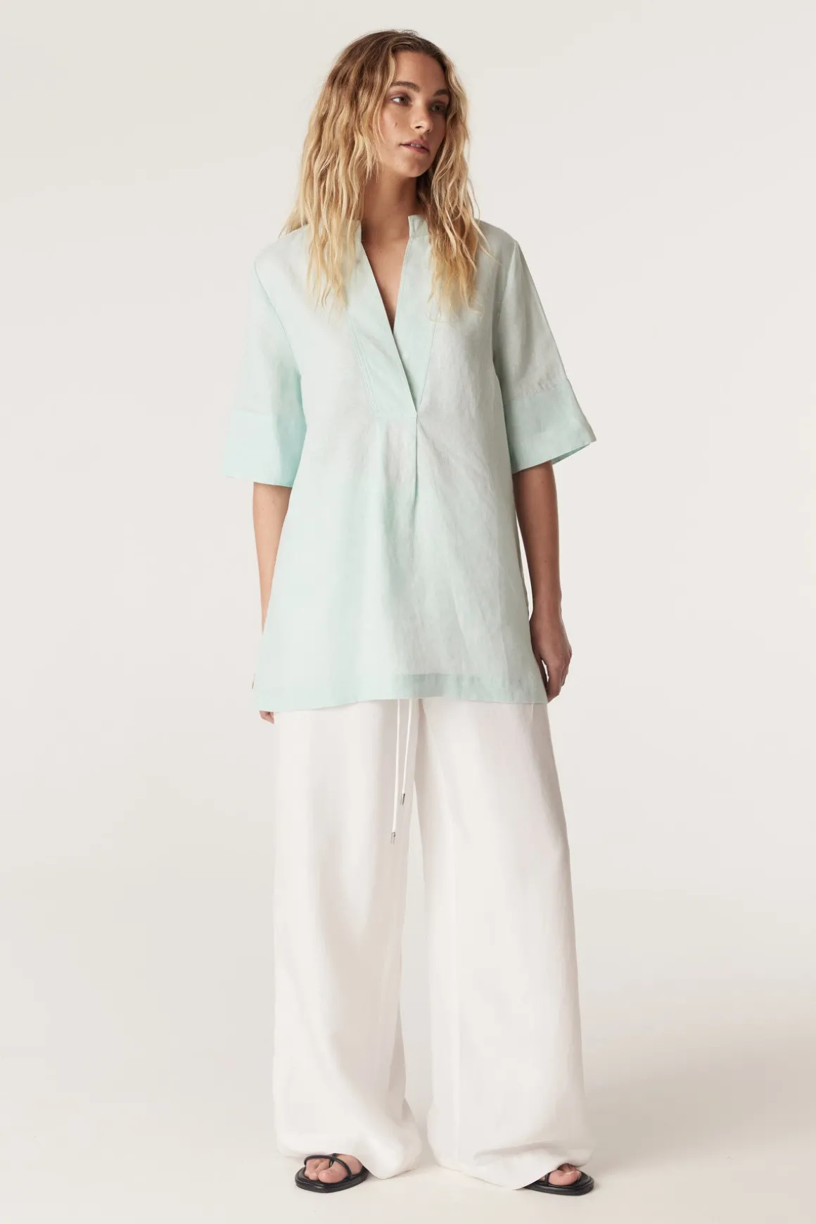 Hayward Linen Blouse - Seafoam