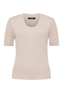 Heritage Cotton Cable Tee - Pale Pink