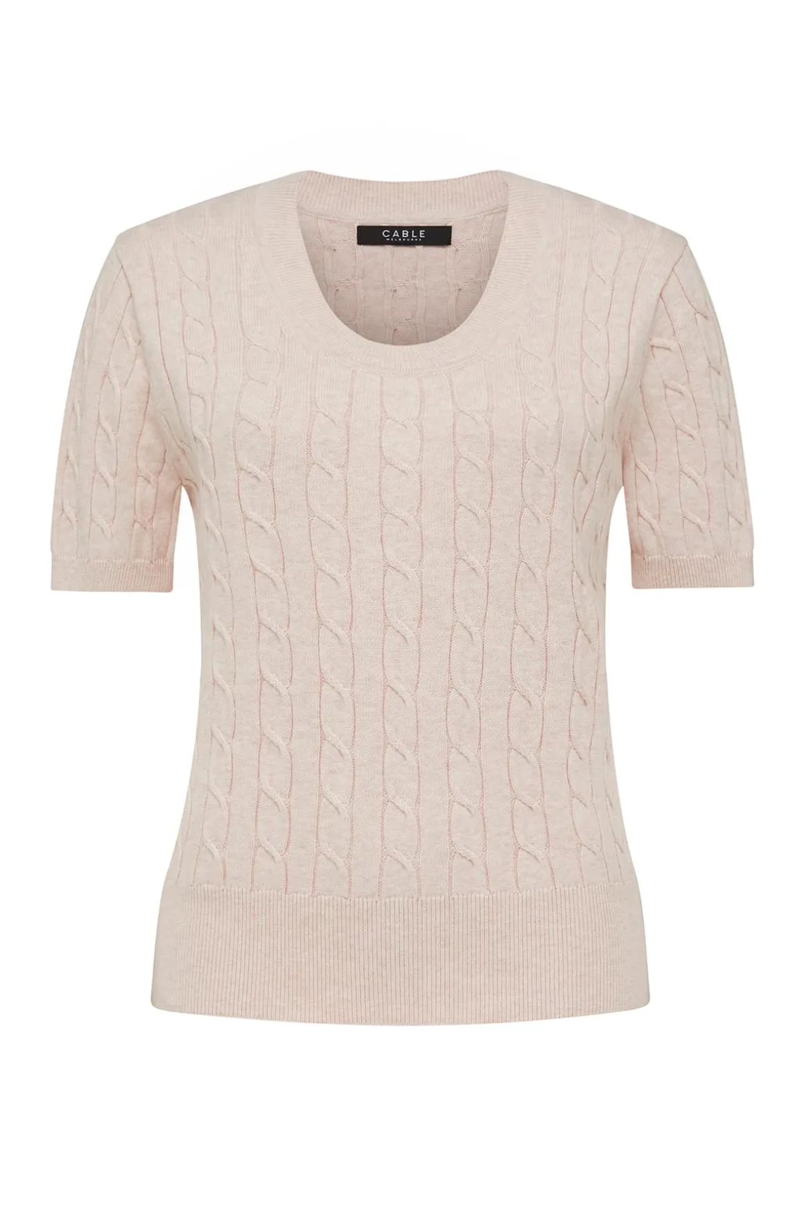 Heritage Cotton Cable Tee - Pale Pink