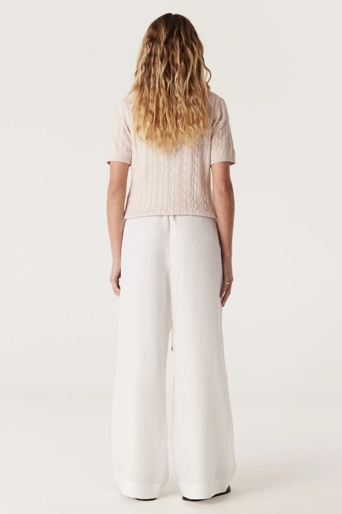 Heritage Cotton Cable Tee - Pale Pink
